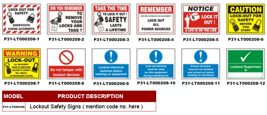 SAFETY LOCKOUT SIGNS